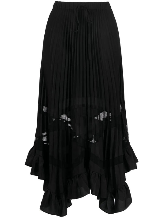Asymmetric Hem Pleated Skirt