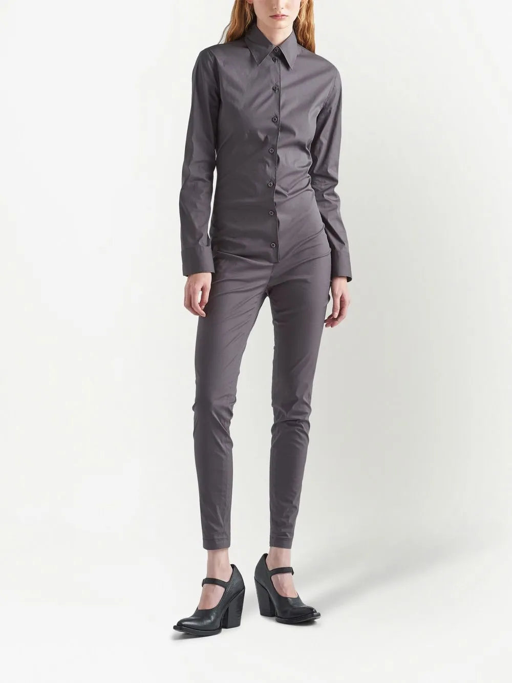 Long-Sleeve Poplin Jumpsuit