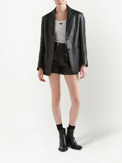 Single-Breasted Leather Jacket