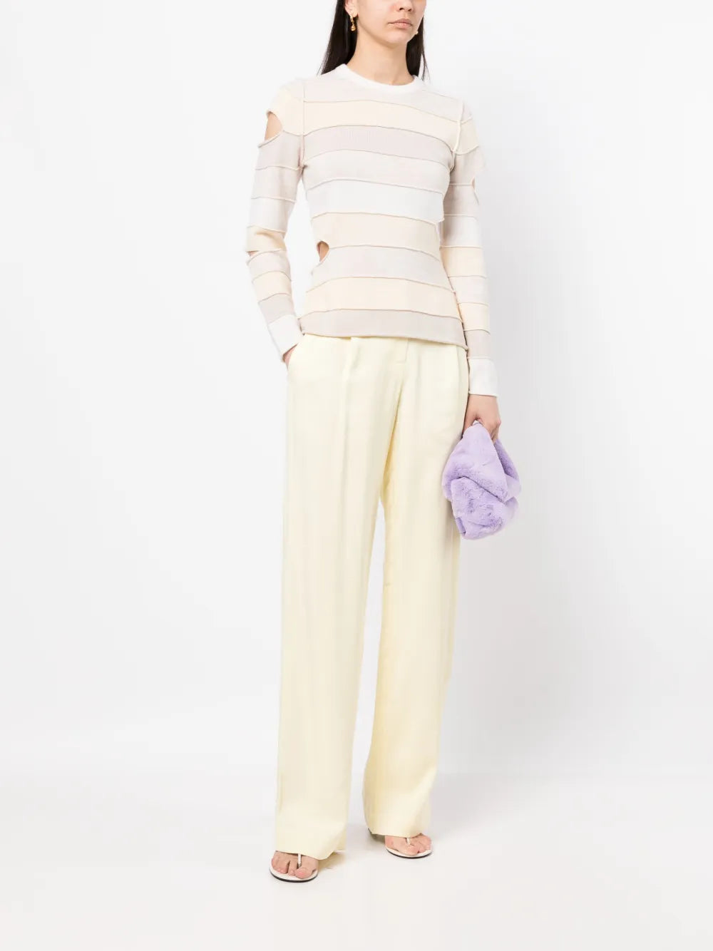 Ripped-Detail Stripe-Print Top