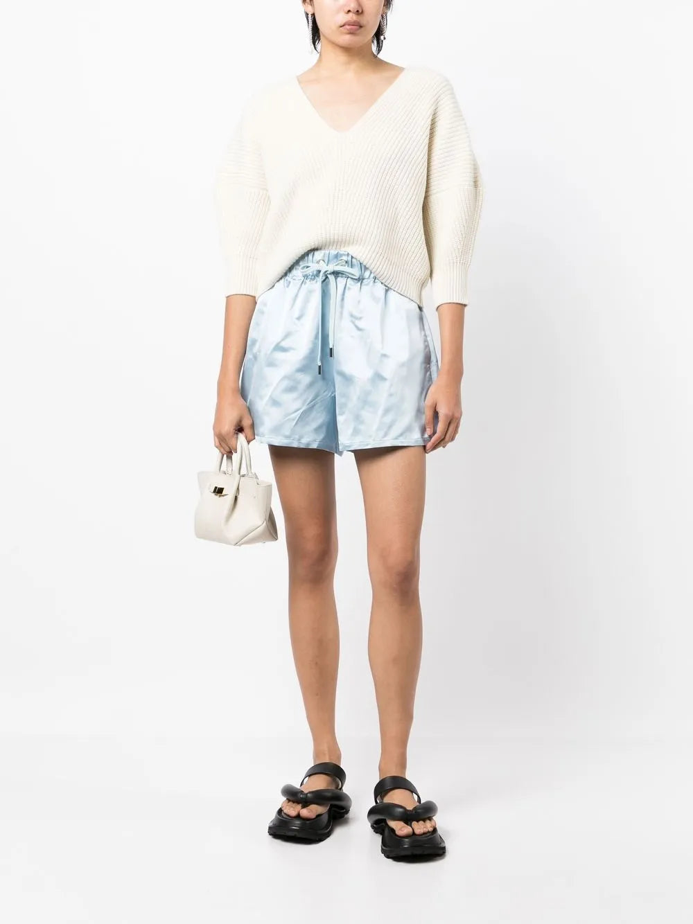 Elasticated High-Waisted Silk Shorts