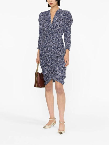 Celina Floral-Print Silk Dress