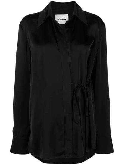 Tie-Fastening Wrap Shirt