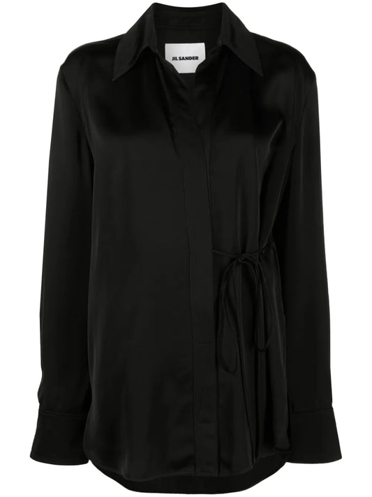 Tie-Fastening Wrap Shirt
