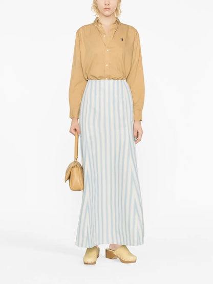 Stripe-Print Maxi Skirt
