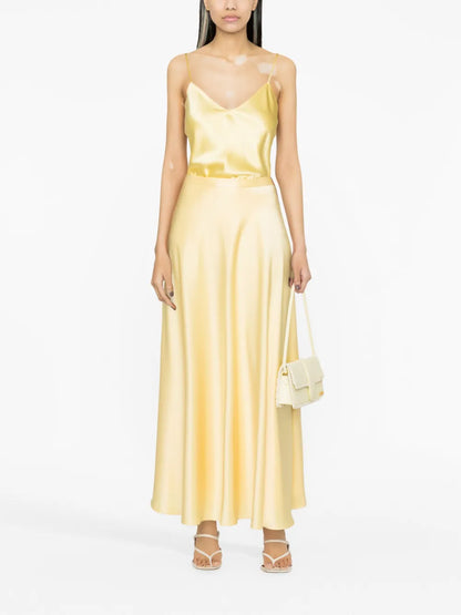Flared Satin Maxi Skirt