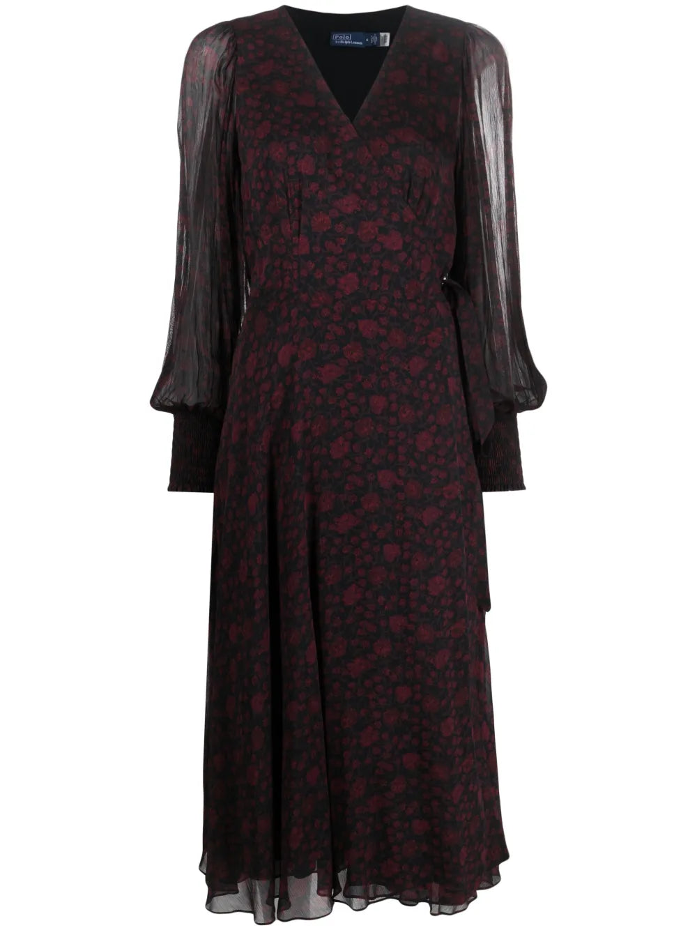 Floral-Print Wrap Midi Dress