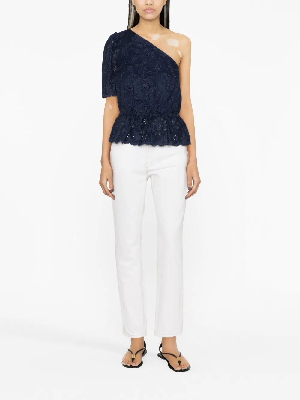One-Shoulder Broderie Anglaise Top