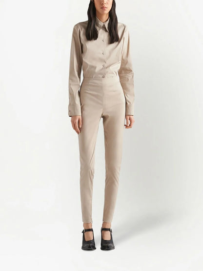 High-Waisted Slim-Cut Trousers