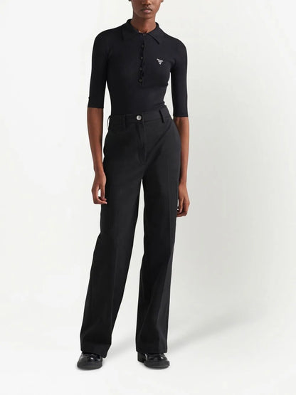 Triangle-Patch Straight-Leg Trousers