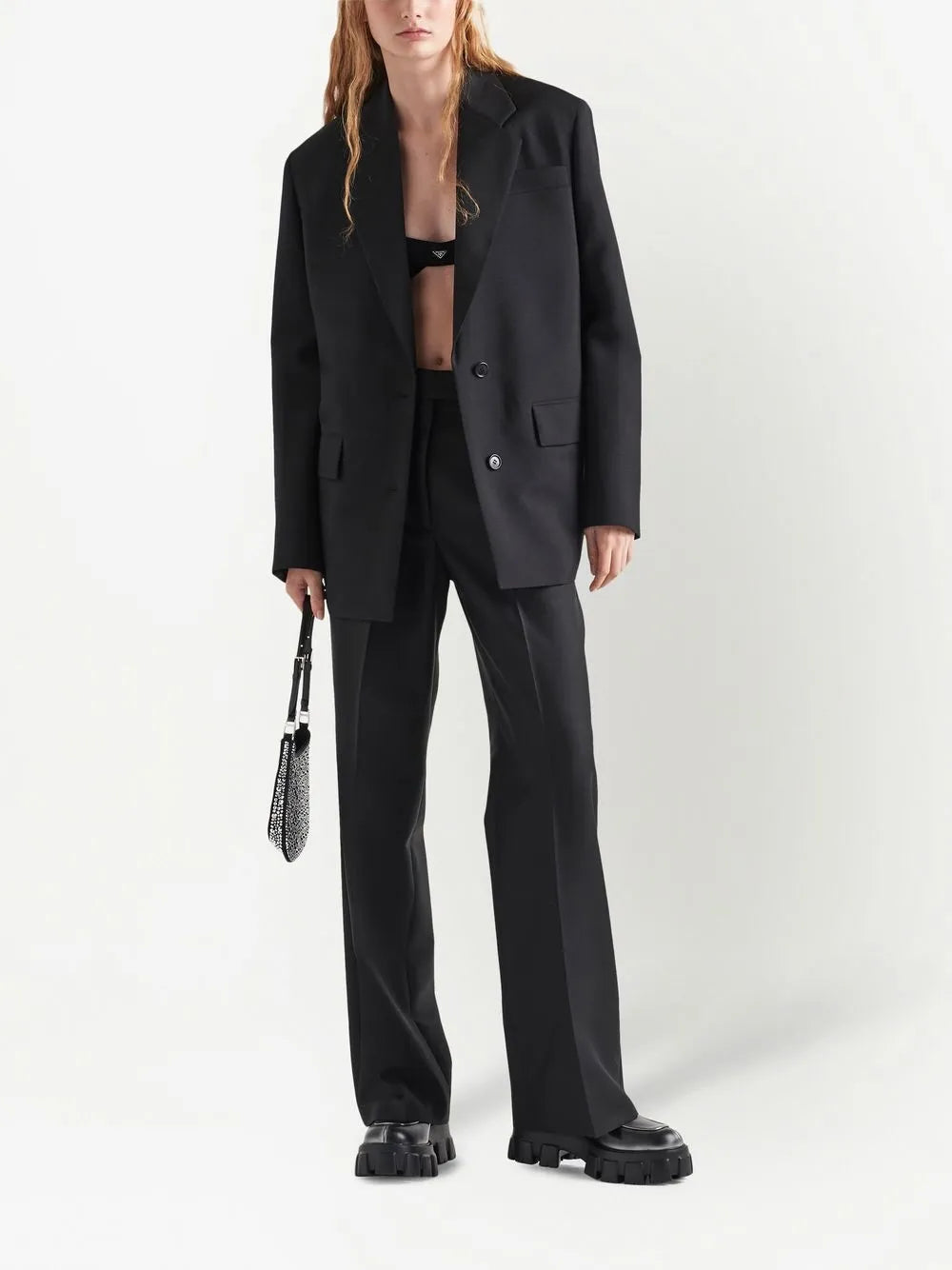 Triangle-Logo Kid-Mohair Trousers