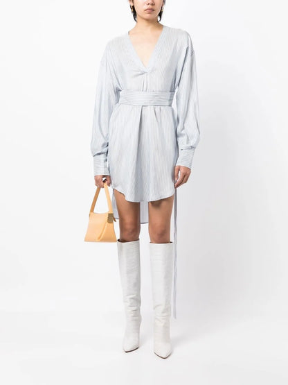 V-Neck Tied Shirt-Dress