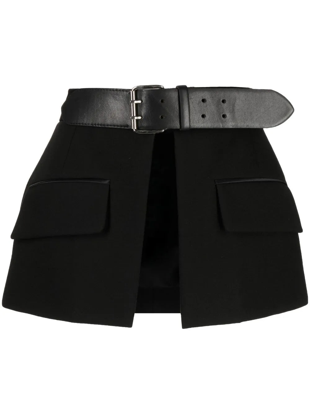 High-Waisted Peplum Belt Skirt