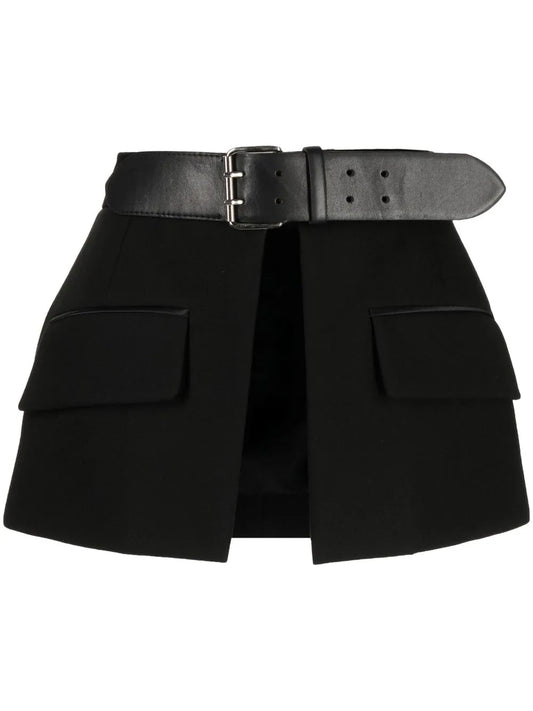 High-Waisted Peplum Belt Skirt