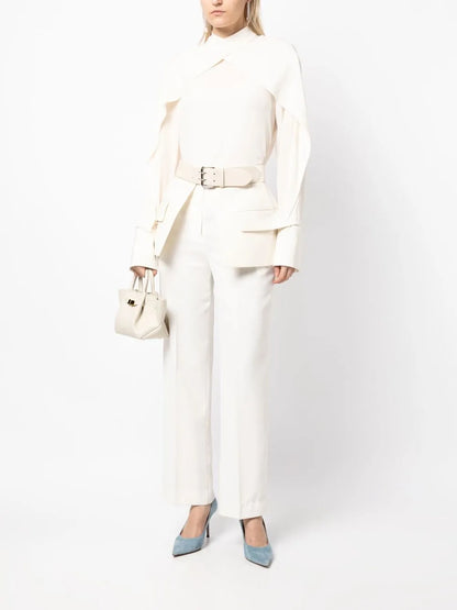 High-Waisted Peplum Belt Skirt