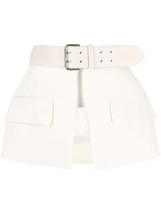 High-Waisted Peplum Belt Skirt