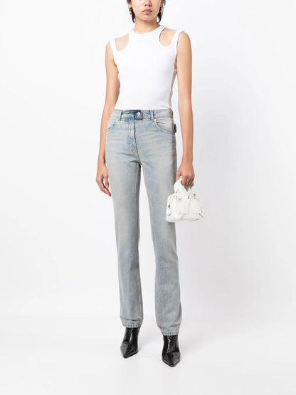 Strappy Straight-Fit Jeans