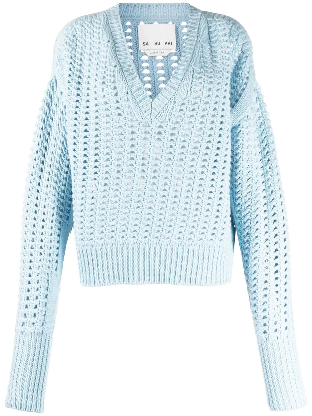 V-Neck Open-Knit Jumper