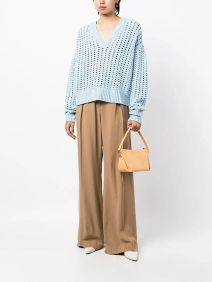 V-Neck Open-Knit Jumper