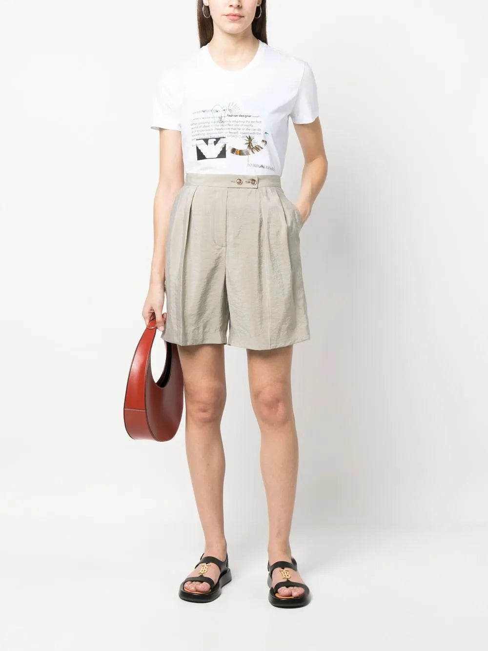 Pleat-Detail High-Waisted Shorts