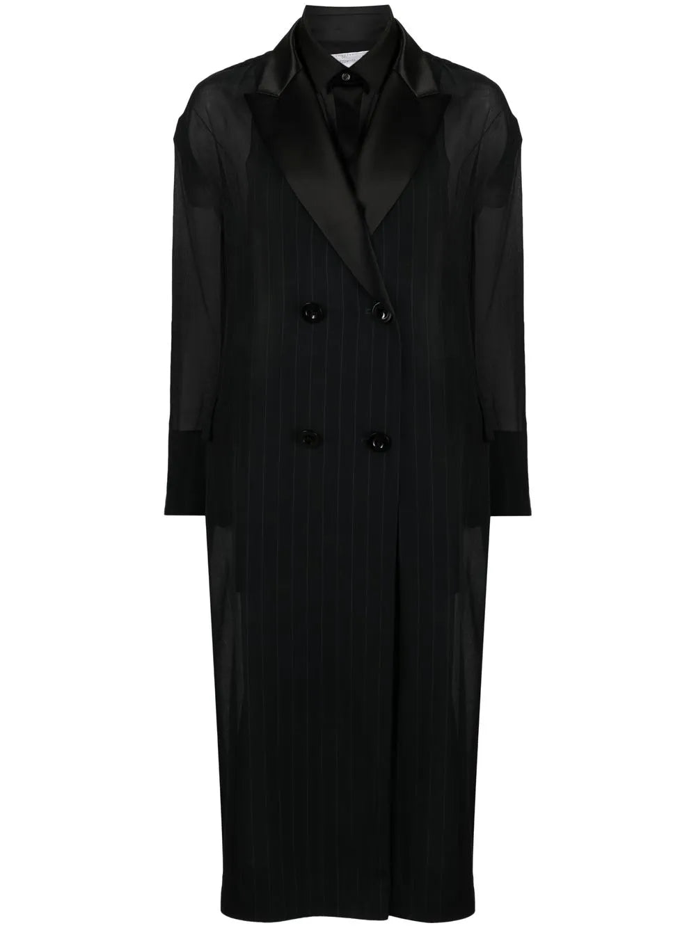 Layered Chiffon-Effect Trench Coat