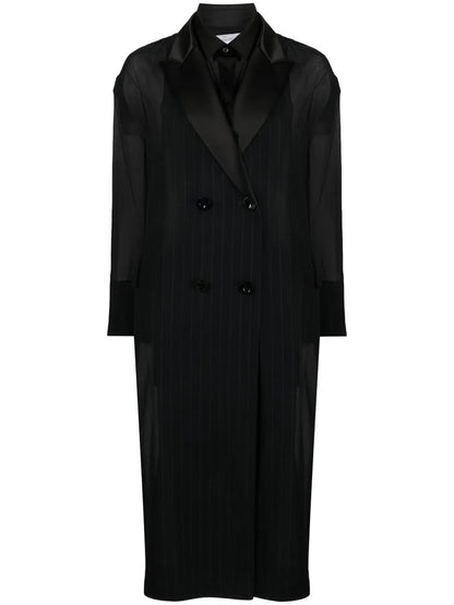 Layered Chiffon-Effect Trench Coat