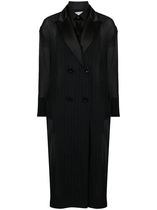 Layered Chiffon-Effect Trench Coat