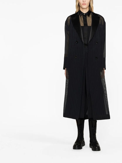 Layered Chiffon-Effect Trench Coat