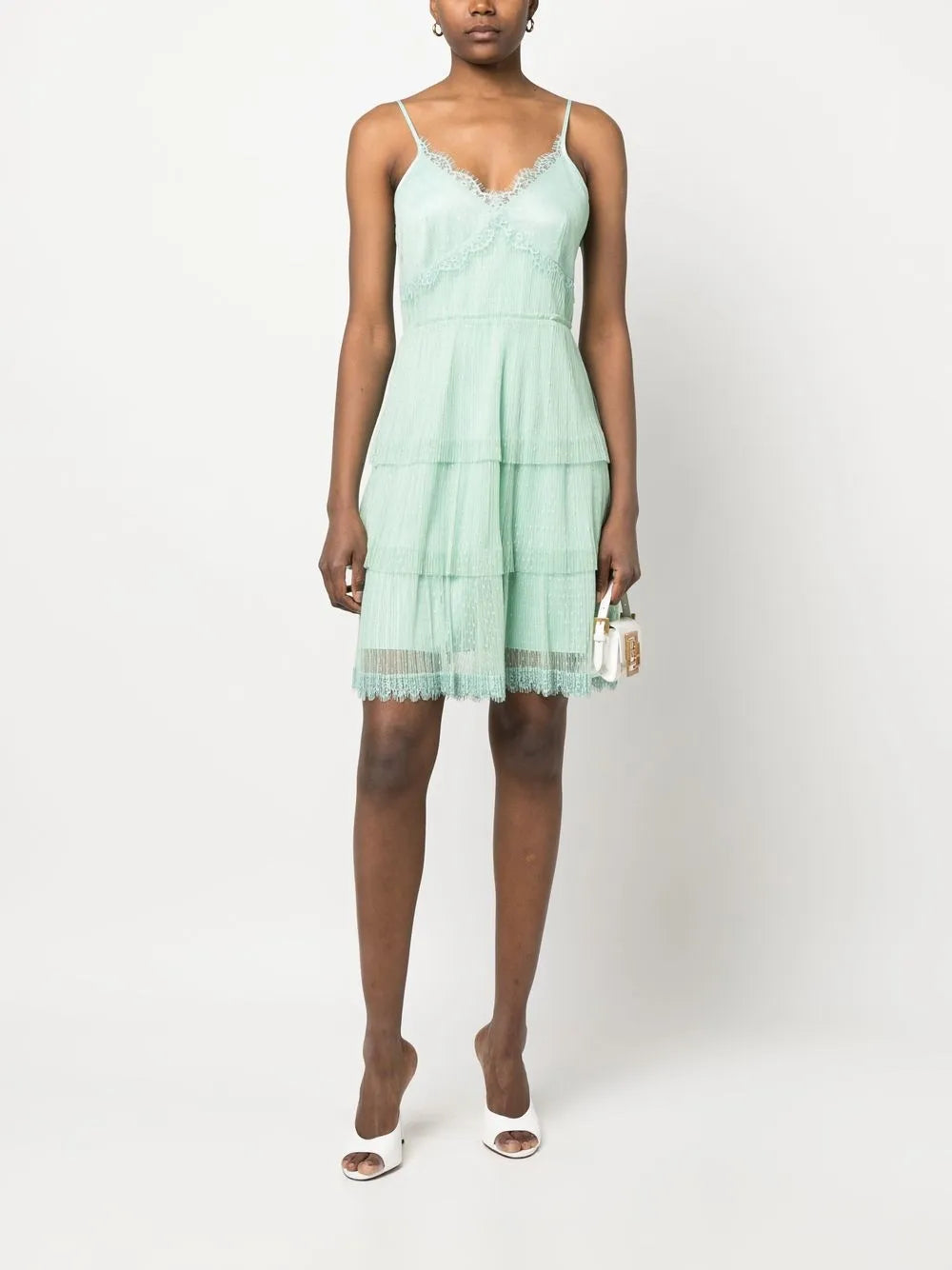 Lace-Trim Ruffled Mini Dress
