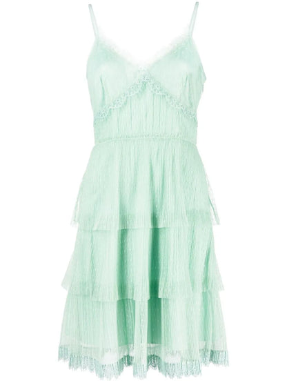 Lace-Trim Ruffled Mini Dress