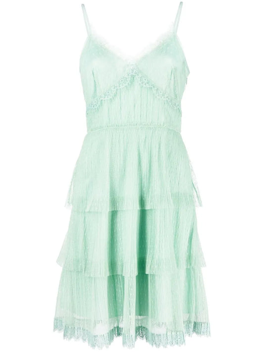 Lace-Trim Ruffled Mini Dress