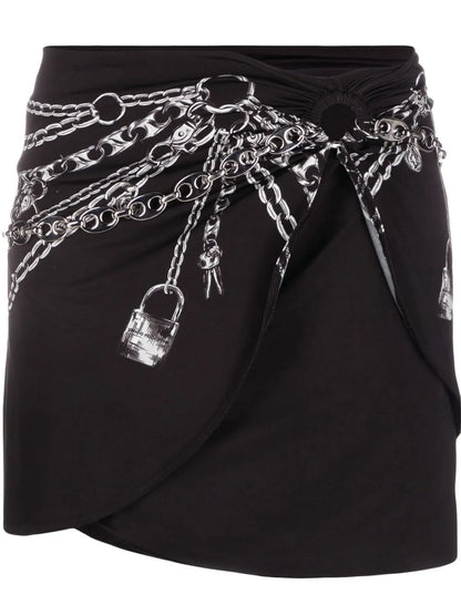 Chain-Print Mini Skirt