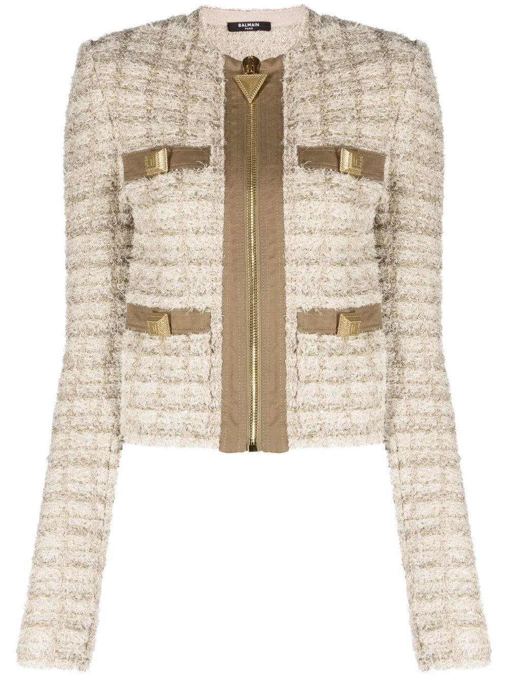 Button-Embellished Bouclé Jacket