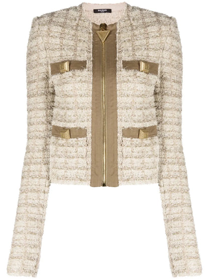 Button-Embellished Bouclé Jacket