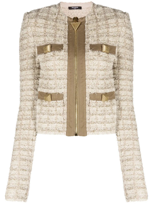 Button-Embellished Bouclé Jacket