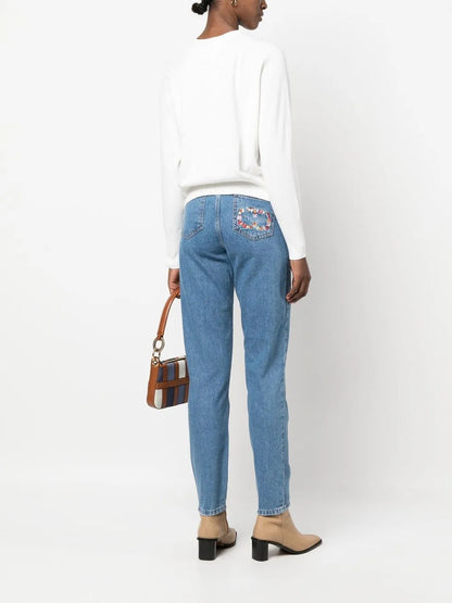 Logo-Embroidered Tapered Jeans