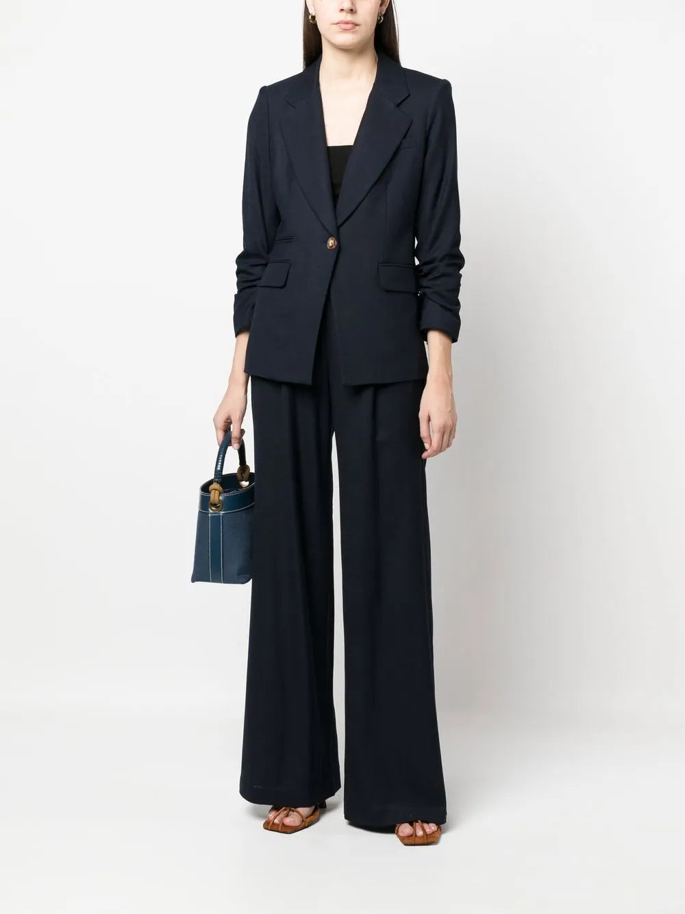 Box-Pleated Wide-Leg Trousers