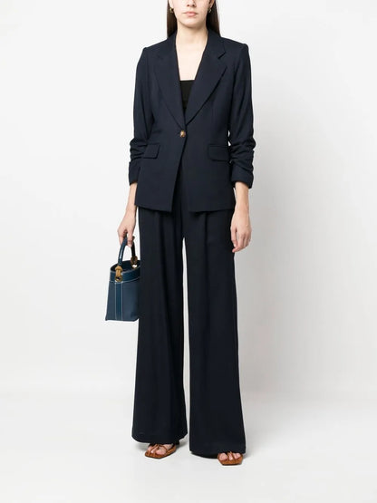 Box-Pleated Wide-Leg Trousers