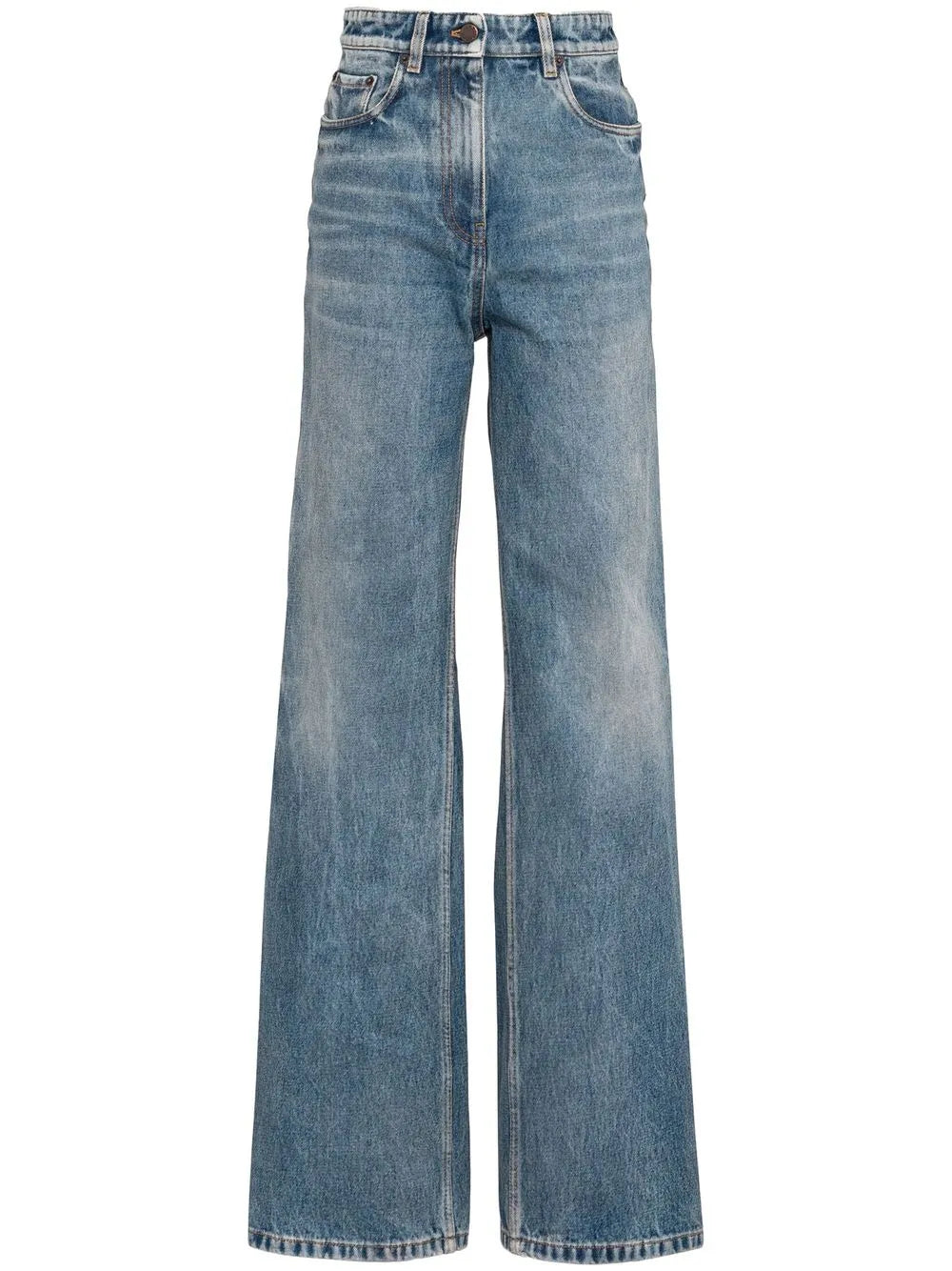 Bleached-Effect Straight-Leg Jeans