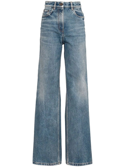 Bleached-Effect Straight-Leg Jeans
