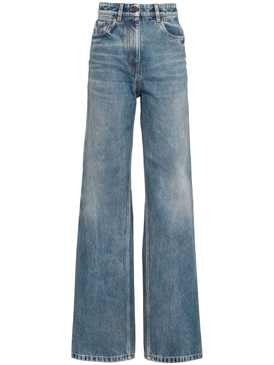Bleached-Effect Straight-Leg Jeans