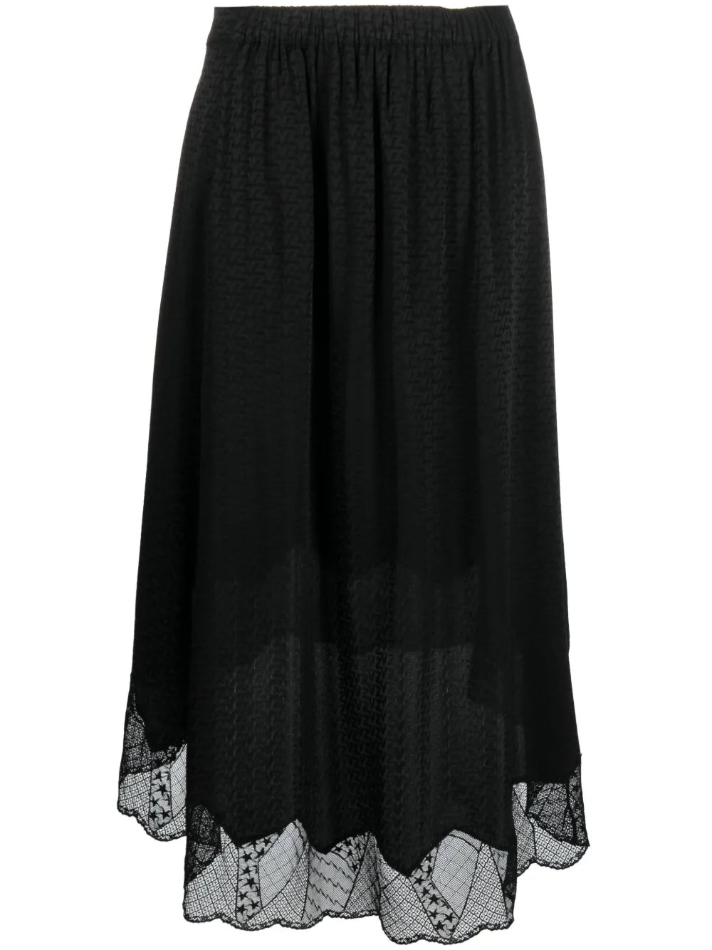 Lace-Trim Silk Skirt