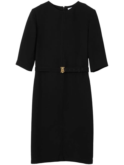 Monogram-Belt Midi Dress
