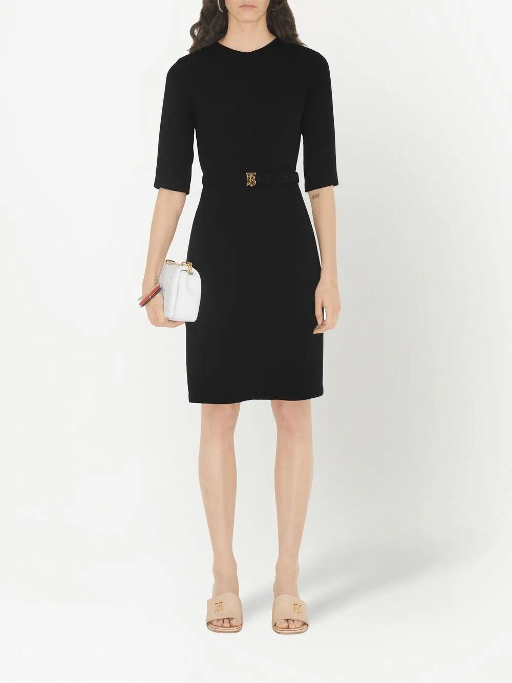 Monogram-Belt Midi Dress