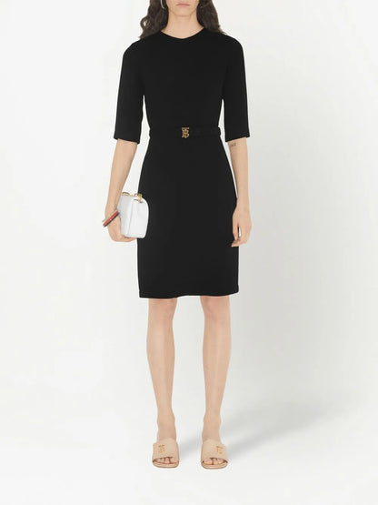 Monogram-Belt Midi Dress