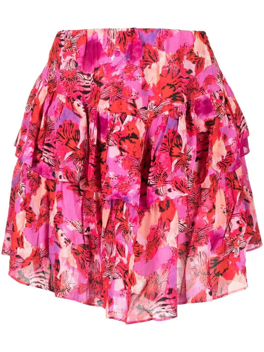Floral-Print Tiered Skirt