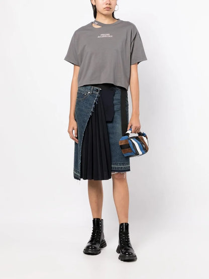 Cut-Out-Detail Cropped T-Shirt
