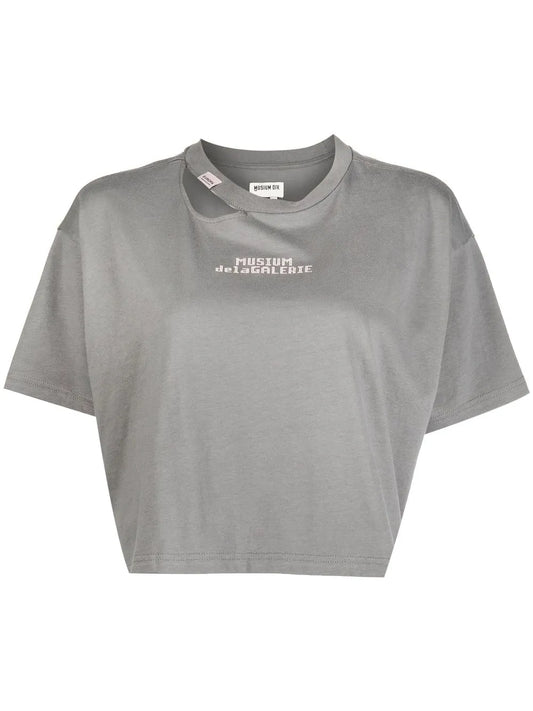 Cut-Out-Detail Cropped T-Shirt