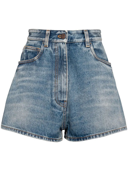 Triangle-Logo Denim Shorts