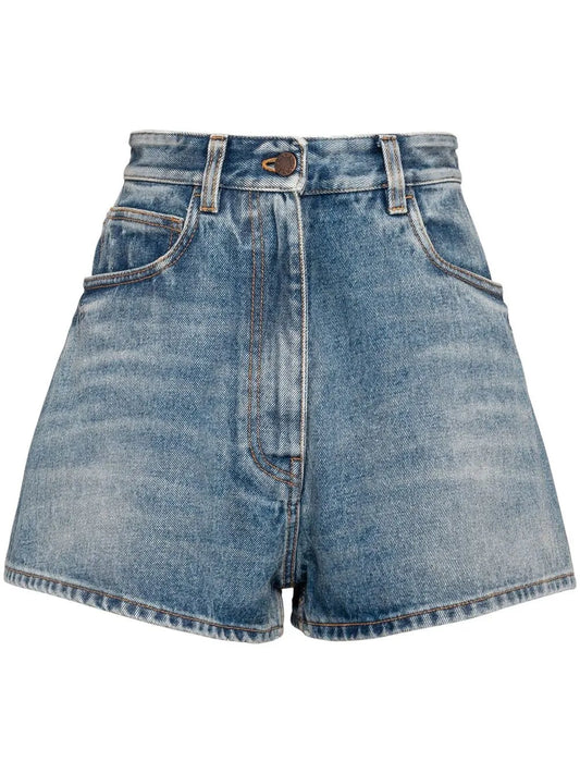 Triangle-Logo Denim Shorts